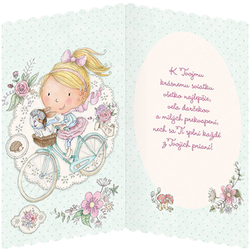 KARNET ŻYCZENIA KARTKA URODZINOWA DZIEWCZYNA NA ROWERZE CALIBRA WORLD