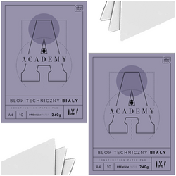BLOK TECHNICZNY BIAŁY A4 GRUBY 10K 240g ACADEMY PREMIUM INTERDRUK - 2 szt.