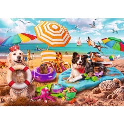 PUZZLE 2x500 ELEMENTÓW WAKACYJNY CZAS PLAŻA LODY PSY UKŁADANKA 37533 TREFL