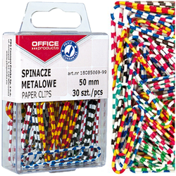 SPINACZE BIUROWE OKRĄGŁE OFFICE PRODUCTS 50mm KOLOROWE ZEBRA 30 SZTUK
