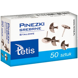 PINEZKI SREBRNE STALOWE DO TABLIC OKRĄGŁE GP090-AS TETIS - 50 szt.