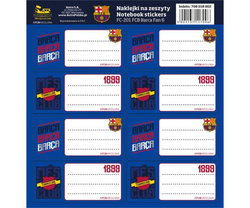 FC BARCELONA NAKLEJKI NALEPKI NA ZESZYT KSIĄŻKI 8SZT ASTRA BLAUGRANA