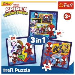 PUZZLE 3W1 SPIDEY PRZYGODY SPIDEYA I PRZYJACIÓŁ UKŁADANKA 34892 TREFL