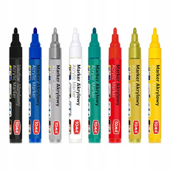 MARKER AKRYLOWY OKRĄGŁA KOŃCÓWKA ARTYSTYCZNE WODOODPORNE 8 kolorów TOMA