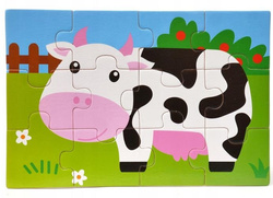 UKŁADANKA DREWNIANA PUZZLE 4W1 FARMA ZWIERZĘTA