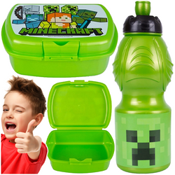 BIDON NA WODĘ 330 ml + ŚNIADANIÓWKA LUNCHBOX 2w1 CREEPER MINECRAFT ASTRA