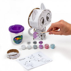 MALOWANIE PO NUMERACH FIGURKA 3D ZESTAW KREATYWNY KOTEK KIDEA FARBY PĘDZEL