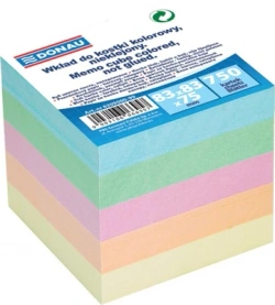 KOSTKA NIEKLEJONA W PUDEŁKU NOTES DONAU 92x92x82mm KARTECZKI KOLOROWE
