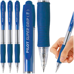 DŁUGOPIS AUTOMATYCZNY OLEJOWY WKŁAD PILOT SUPER GRIP NIEBIESKI - 3 sztuki