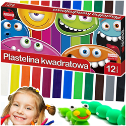 PLASTELINA KWADRATOWA SZKOLNA 12 KOLORÓW INTENSYWNE ŻYWE MONA ST.MAJEWSKI