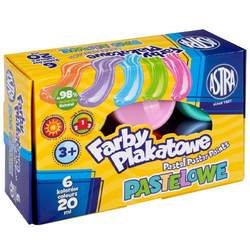 FARBY PLAKATOWE PASTELOWE SZKOLNE 6 KOLORÓW 20 ml ASTRA