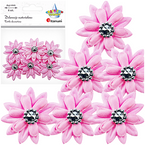 KWIATY KWIATKI SAMOPRZYLEPNE MATERIAŁOWE RÓŻOWE DEKORACYJNE 6 SZTUK TITANUM