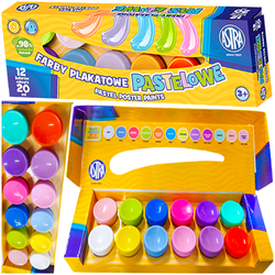 FARBY PLAKATOWE PASTELOWE ASTRA 12 INTENSYWNYCH KOLORÓW x 20ml SZKOLNE
