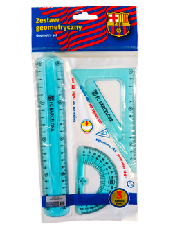 LINIJKA FC BARCELONA EKIERKA KĄTOMIERZ ASTRA FLEXI 3w1 ZESTAW GEOMETRYCZNY