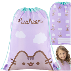 WOREK SZKOLNY NA BUTY Z IMIENIEM PUSHEEN KAPCIE OBUWIE FIOLETOWY KOTEK