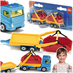 CIĘŻARÓWKA Z POJEMNIKIEM I PRZYCZEPĄ KONTENER POJAZD METALOWY SIKU 1695