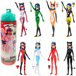 MIRACULOUS BIEDRONKA I CZARNY KOT MARINETTE LALKA NIESPODZIANKA W TUBIE