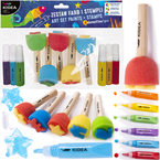 PRZYBORY DO MALOWANIA FARBY AKWARELOWE STEMPLE GĄBKI PĘDZELKI 11 el. KIDEA