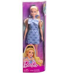 LALKA BARBIE FASHIONISTAS W NIEBIESKIEJ SUKIENCE Z KOKARDKAMI MATTEL