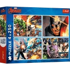 PUZZLE MARVEL AVENGERS 4x250 EL. BOHATERSKIE DNI UKŁADANKA TREFL 13309