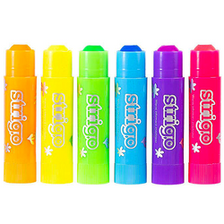 KREDKI ŻELOWE W SZTYFCIE WYKRĘCANE STRIGO 6 NEONOWYCH KOLORÓW MIĘKKIE