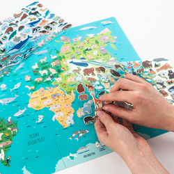 WYKLEJANKA ZWIERZĘTA ŚWIATA GDZIE ŻYJĄ? KREATYWNE NAKLEJKI + GRA KIDEA