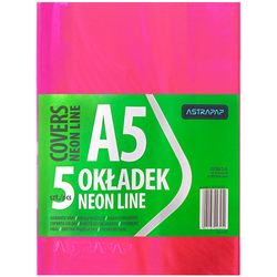 OKŁADKA NA ZESZYT A5 NEON TRANSPARENTNA 4 kolory TRWAŁA ASTRA - 20 sztuk