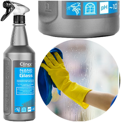 CLINEX GLASS NANO PROFESJONALNY PŁYN DO SZYB 1L ODTŁUSZCZA BEZ SMUG - 6szt.