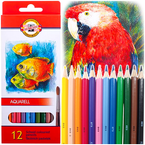 KREDKI AKWARELOWE AQUARELL KOH-I-NOOR 12 KOLORÓW OŁÓWKOWE ARTYSTYCZNE