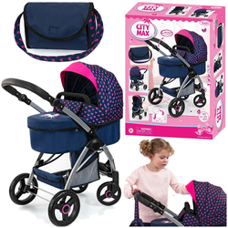 WÓZEK DLA LALEK CITY MAX SPACERÓWKA GONDOLA 2w1 GŁĘBOKI SERDUSZKA BAYER