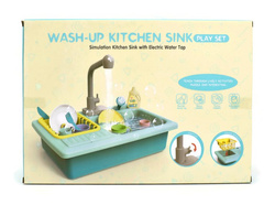 ZLEWOZMYWAK ZLEW Z NACZYNIAMI KRAN Z LEJĄCĄ WODĄ KUCHNIA EDUKACYJNY