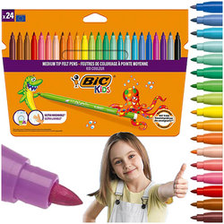 MAZAKI PISAKI FLAMASTRY ZMYWALNE 24 ŻYWE KOLORY BIC KIDS COULEUR