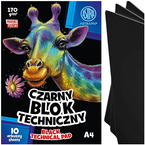 BLOK TECHNICZNY CZARNY A4 ASTRA 10 KARTEK 170g SZKOLNY PLASTYKA