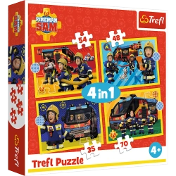 PUZZLE 4w1 STRAŻAK SAM: STRAŻAK NA SYGNALE UKŁADANKA TREFL 34348