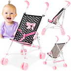 WÓZEK DLA LALEK SPACERÓWKA WYTRZYMAŁY LEKKI CZARNY W SERDUSZKA BUGGY BAYER