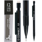 OŁÓWEK AUTOMATYCZNY Z GUMKĄ + GRAFITY WKŁADY HB 0,5 mm 12 SZTUK Q-CONNECT