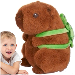 KAPIBARA PLUSZAK MASKOTKA PRZYTULANKA Z PLECAKIEM ŻÓŁWIEM 22 cm BRĄZOWA 