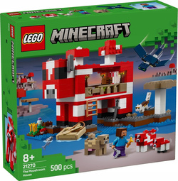 LEGO MINECRAFT DOM GRZYBOWEJ KROWY WYSPA FIGURKI STEVE 500 EL. 21270