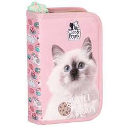 PIÓRNIK SZKOLNY Z WYPOSAŻENIEM JEDNOKOMOROWY CLEO I FRANK KOTEK RÓŻOWY