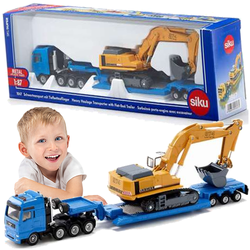  CIĘŻARÓWKA Z KOPARKĄ SIKU METALOWA LIEBHERR LAWETA 1:87 SIKU 1847