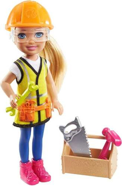 LALKA BARBIE CHELSEA KARIERA PRACOWNIK BUDOWY LALECZKA AKCESORIA MATTEL