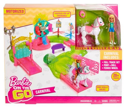 BARBIE ON THE GO WESOŁE MIASTECZKO LALKA I KONIK