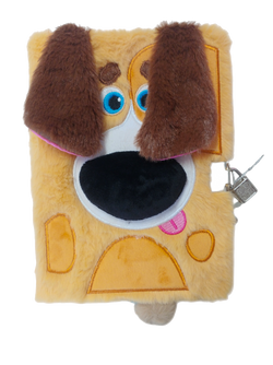 PAMIĘTNIK Z KŁÓDKĄ 3D WŁOCHACZ PLUSZOWY NOTES A5 96 KARTEK PIESEK BERNARDYN