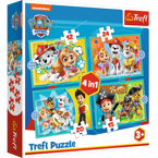 PUZZLE 4W1 WESOŁA EKIPA PSI PATROL PIESKI CHASE UKŁADANKA 34346 TREFL