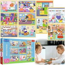PUZZLE 10w1 ŚWINKA PEPPA POZNAJ ŚWINKĘ PEPPĘ 10 UKŁADANEK 329EL TREFL 90383