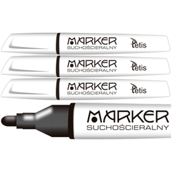 MARKER SUCHOŚCIERALNY DO BIAŁYCH TABLIC 3mm CZARNY STOŻKOWy TETIS - 3 szt.