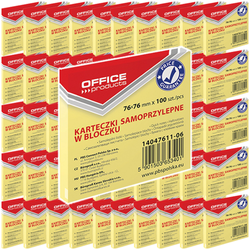 KARTECZKI SAMOPRZYLEPNE BLOCZEK OFFICE PRODUCTS 100 kartek 76x76mm 50 SZTUK