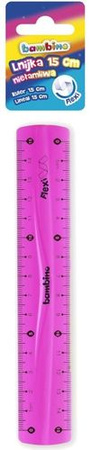 LINIJKA ELASTYCZNA 15CM FLEXI BAMBINO ST. MAJEWSKI NIEŁAMLIWA - 3 szt.