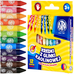 KREDKI Z GLINKI KAOLINOWEJ GRAFIONOWE SZKOLNE 12 KOLORÓW WYRAZISTE ASTRA