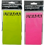 KARTECZKI SAMOPRZYLEPNE UWAGA Z MAGNESEM 75x150mm 51K NEON - 2 sztuki